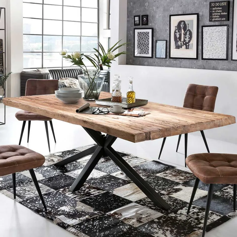 Sale Wohnen Industrial Esstisch aus recyceltem Teakholz - Doan
