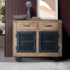 Outlet Wohnen Industrial Kombi-Kommode auf Metall-Rädern - Thiano