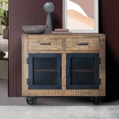 Outlet Wohnen Industrial Kombi-Kommode auf Metall-Rädern - Thiano