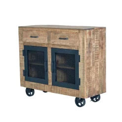 Outlet Wohnen Industrial Kombi-Kommode auf Metall-Rädern - Thiano
