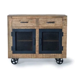 Outlet Wohnen Industrial Kombi-Kommode auf Metall-Rädern - Thiano