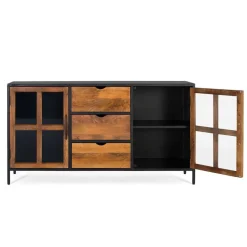 Sale Wohnen Industrial Kommode mit Glastüren - Hayato