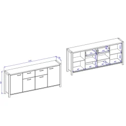 Best Wohnen Industrial Sideboard in 213x91x41 cm - Zavorra