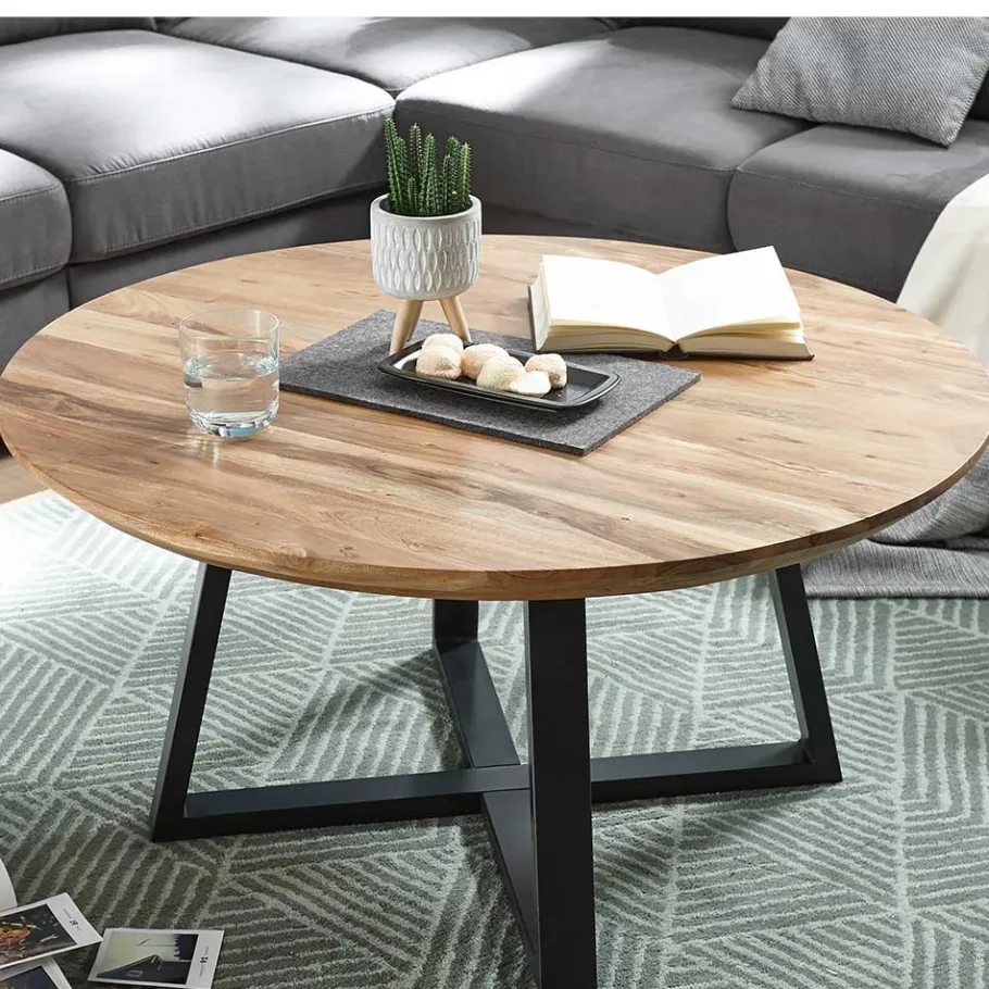 Discount Wohnen Industrial Sofatisch aus Akazie Massivholz - Mexicano