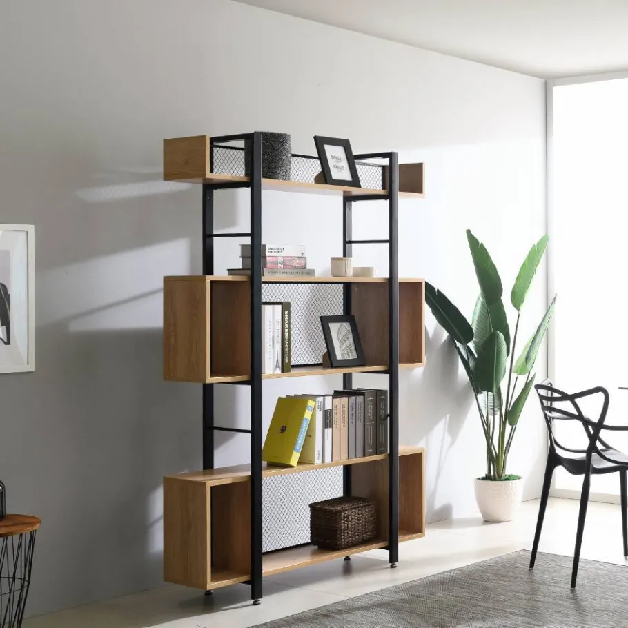 Wohnen Industrial Standregal in Schwarz - Felictas