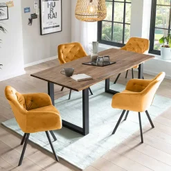 Clearance Wohnen Industrial Style Essgruppe mit vier Plätzen - Panayota (fünfteilig)