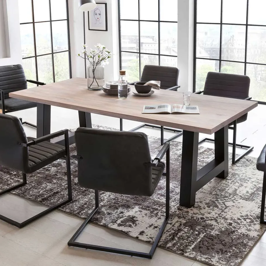 Sale Wohnen Industrial Style Tisch Ultima mit Eichenplatte gekälkt