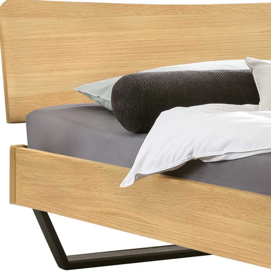 Outlet Wohnen Industrialbett in Eiche Hell mit Stahl - Oseidon