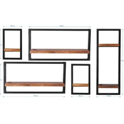 Discount Wohnen Industrie Look Regale für die Wand - Mendoza (fünfteilig)