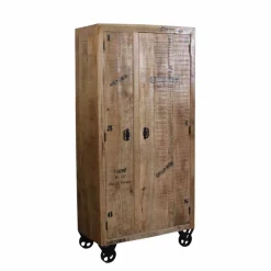 New Wohnen Industry Dielenschrank Indri aus Holz rustikal mit Schrift-Drucken
