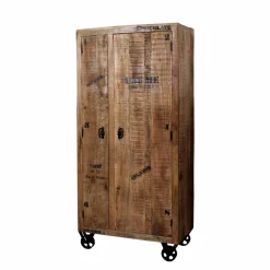New Wohnen Industry Dielenschrank Indri aus Holz rustikal mit Schrift-Drucken