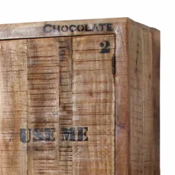 New Wohnen Industry Dielenschrank Indri aus Holz rustikal mit Schrift-Drucken