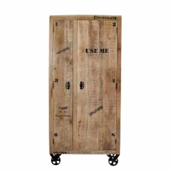 New Wohnen Industry Dielenschrank Indri aus Holz rustikal mit Schrift-Drucken