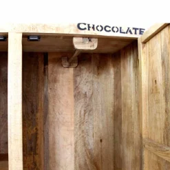 New Wohnen Industry Dielenschrank Indri aus Holz rustikal mit Schrift-Drucken