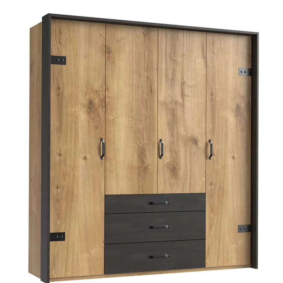 Clearance Wohnen Industry Kleiderschrank mit 200 cm Breite - Bram