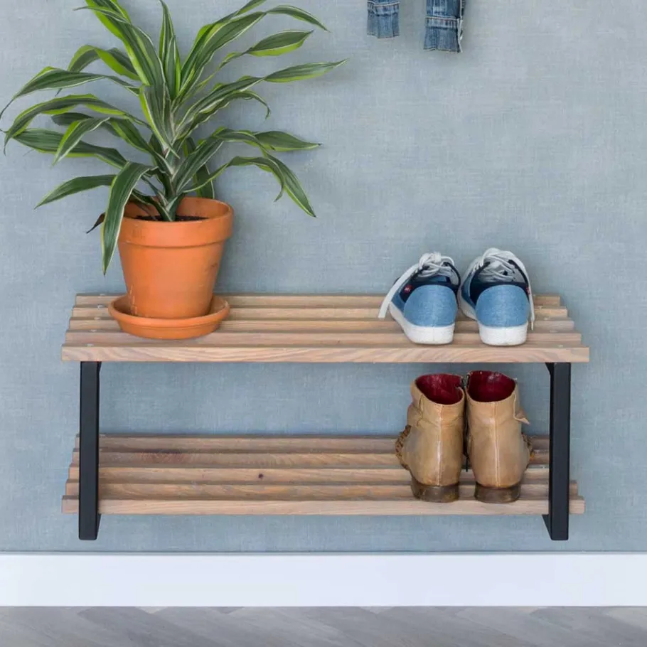 Online Wohnen Industry Schuhregal in Schwarz & Natur - Zoccos