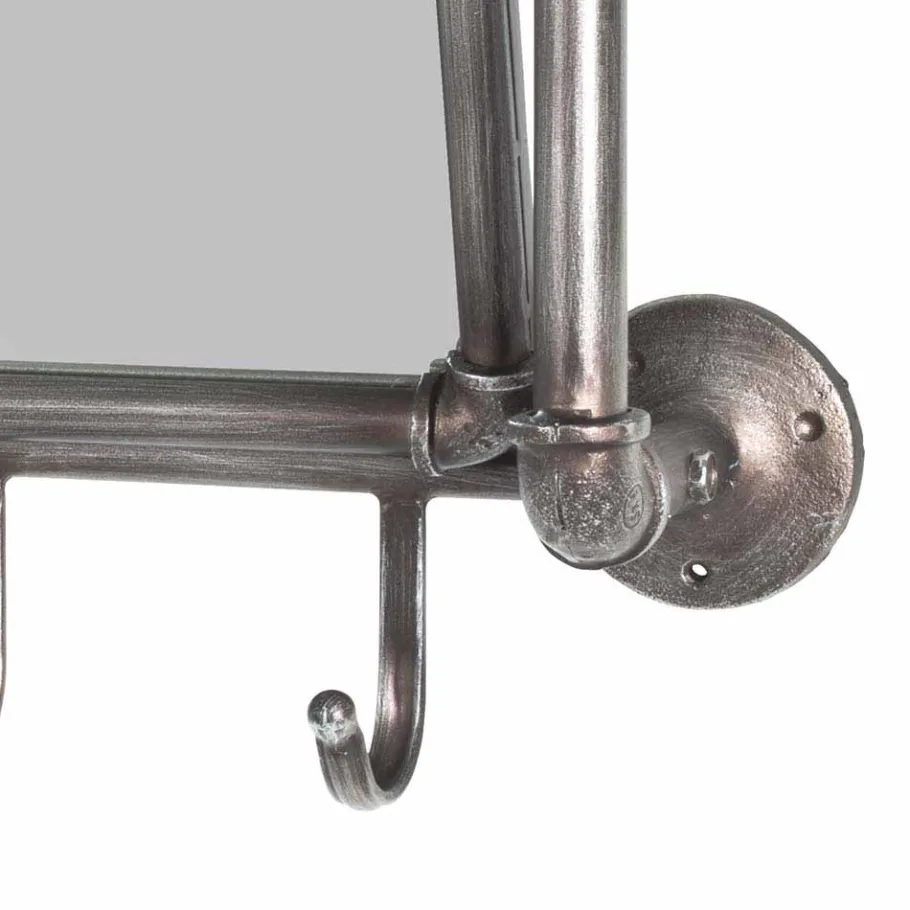 Clearance Wohnen Industry Spiegel mit Rahmen aus Stahlrohren Manicos & 5 Haken