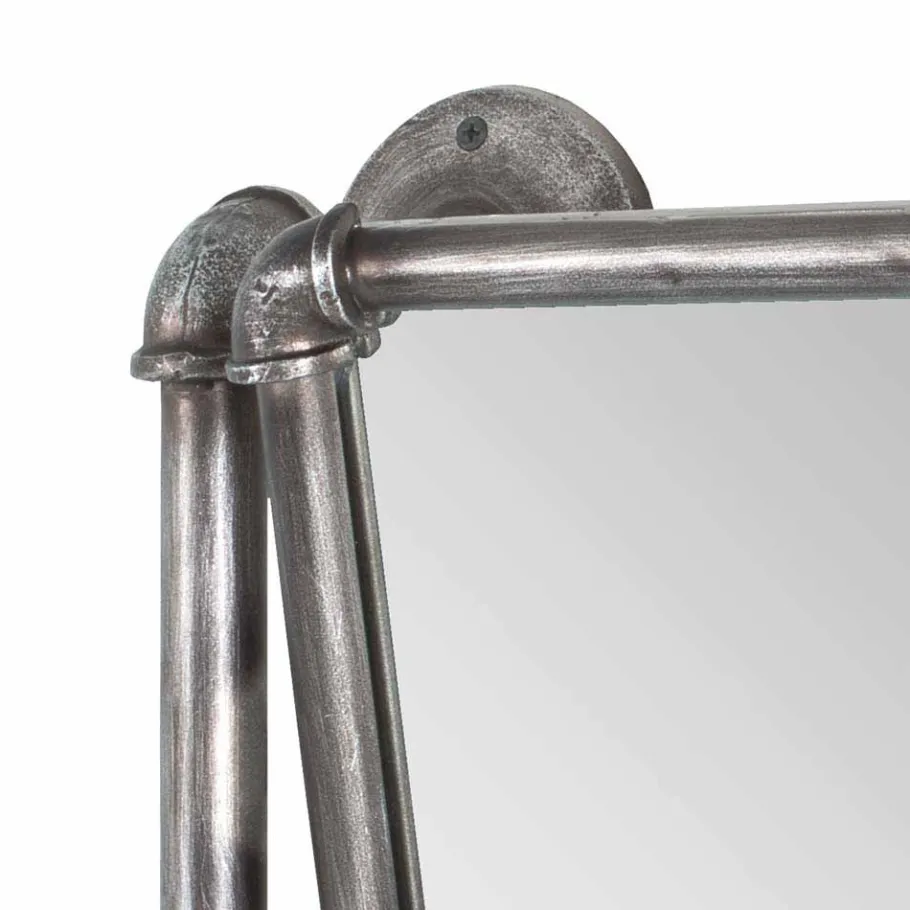 Clearance Wohnen Industry Spiegel mit Rahmen aus Stahlrohren Manicos & 5 Haken