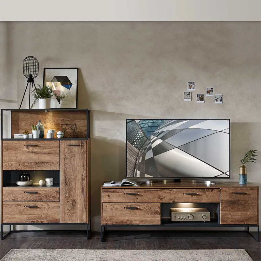 New Wohnen Industry TV Board & Highboard Set - Xindus (zweiteilig)