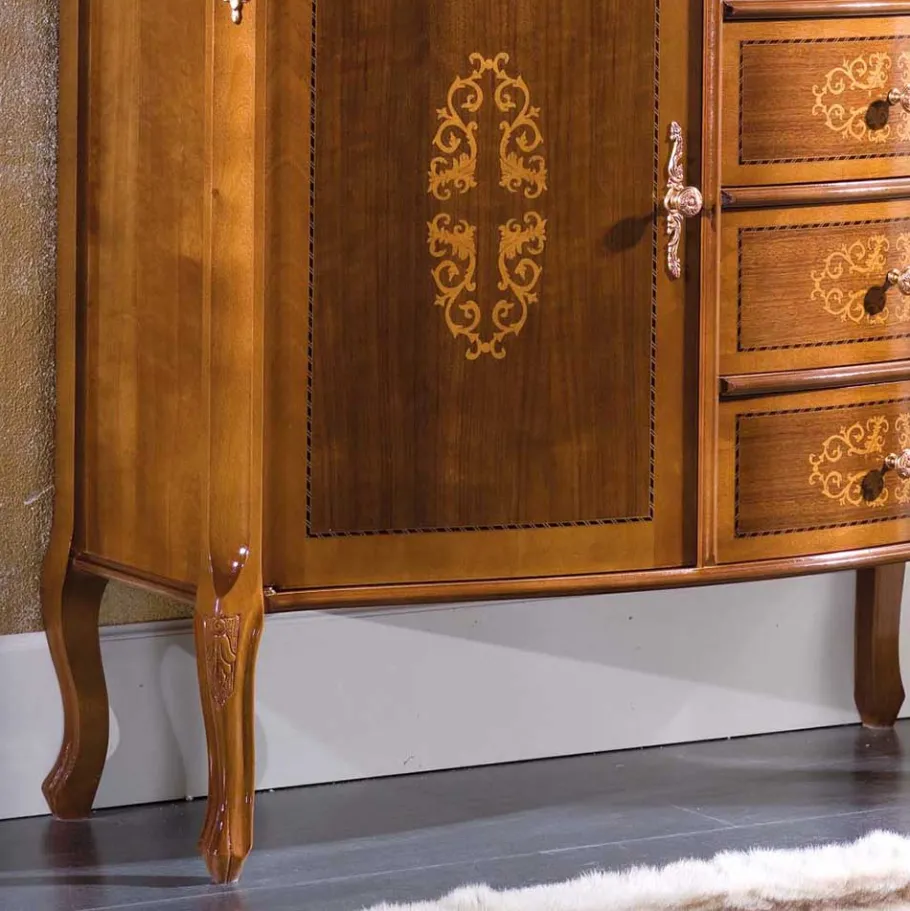 New Wohnen Italienische Barock Kommode Natale mit Nussbaum Furnier