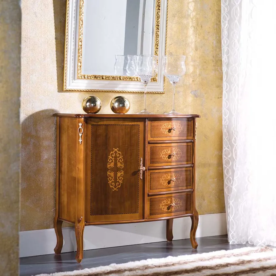 New Wohnen Italienische Barock Kommode Natale mit Nussbaum Furnier