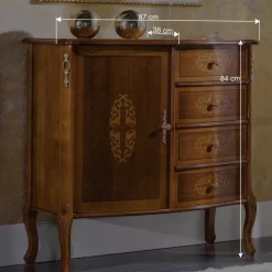 New Wohnen Italienische Barock Kommode Natale mit Nussbaum Furnier