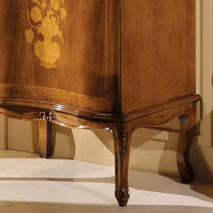 Discount Wohnen Italienische Kleinkommode im Barockstil Venerdina in Nussbaum Braun