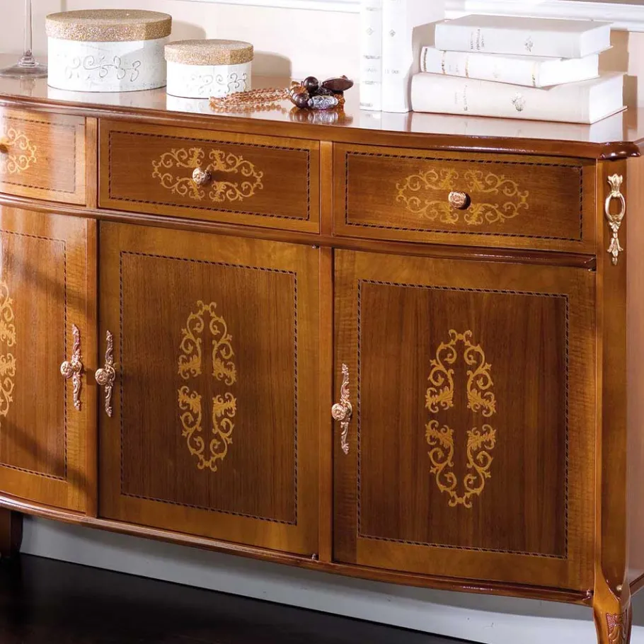 Clearance Wohnen Italienisches Barock Sideboard Natale in Nussbaum mit Intarsien
