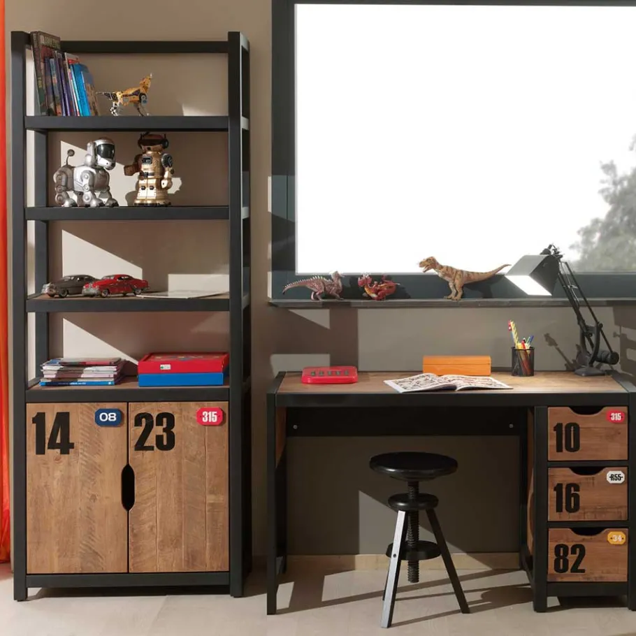 New Wohnen Jugendzimmer Einrichtung Krefos aus Kiefer teilmassiv (zweiteilig)
