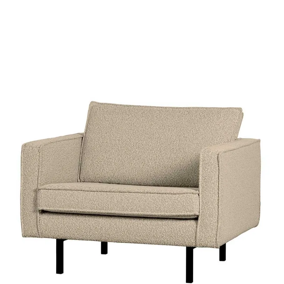 New Wohnen Kantiger Sessel aus Boucle in Beige - Glamoure