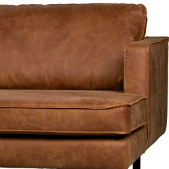 New Wohnen Kantiges Echtleder Ecksofa in Cognac Braun - Artemi