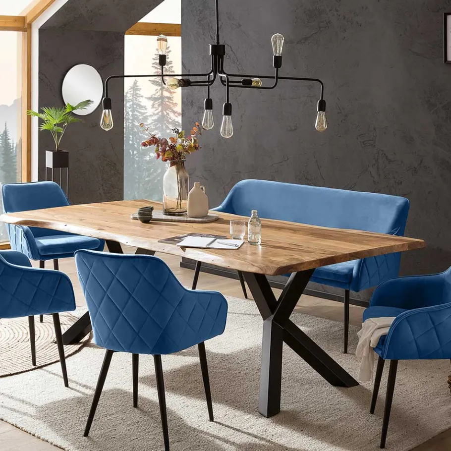Outlet Wohnen Küchenbank in Blau mit Schwarz - Zarcon