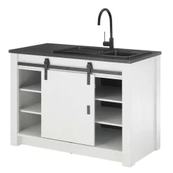 Clearance Wohnen Küchenmöbel mit Theke in Weiß & Grau - Eture (sechsteilig)
