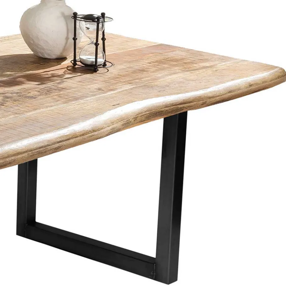 Hot Wohnen Küchentisch mit Naturkante Holzplatte Mango - Amdona