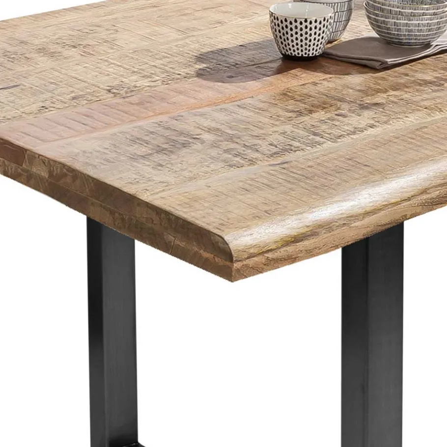 Hot Wohnen Küchentisch mit Naturkante Holzplatte Mango - Amdona