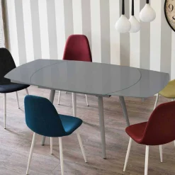 New Wohnen Küchentisch Sectian aus Glas Grau