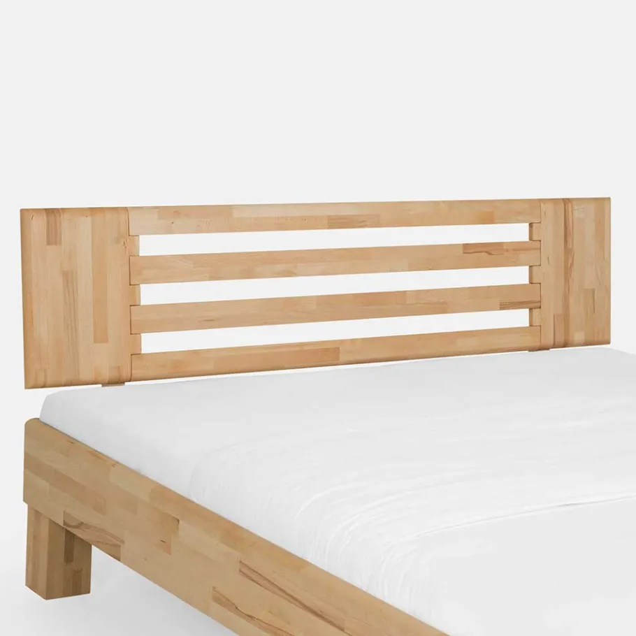 Outlet Wohnen Kernbuche Bett Issiaco und zwei Nachtschränke (dreiteilig)