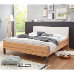 Hot Wohnen Kernbuche Designbett mit Kunstleder Kopfteil - Krofun