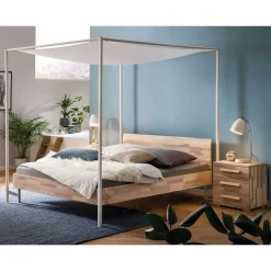 Hot Wohnen Kernesche Himmelbett mit Metall Weiß - Bahos