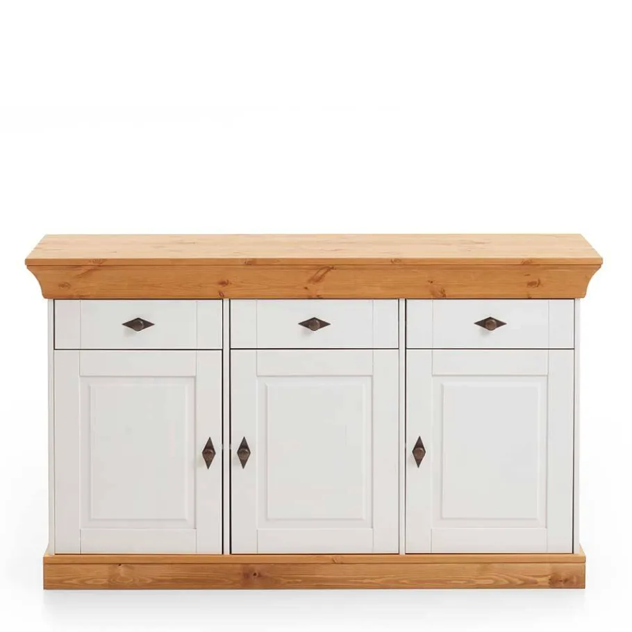 Outlet Wohnen Kiefer Esszimmer Sideboard Sibiuta in Weiß