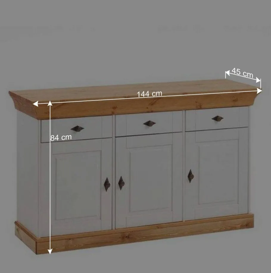 Outlet Wohnen Kiefer Esszimmer Sideboard Sibiuta in Weiß