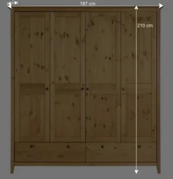 Discount Wohnen Kiefer Kleiderschrank geölt & gebeizt - Zatira