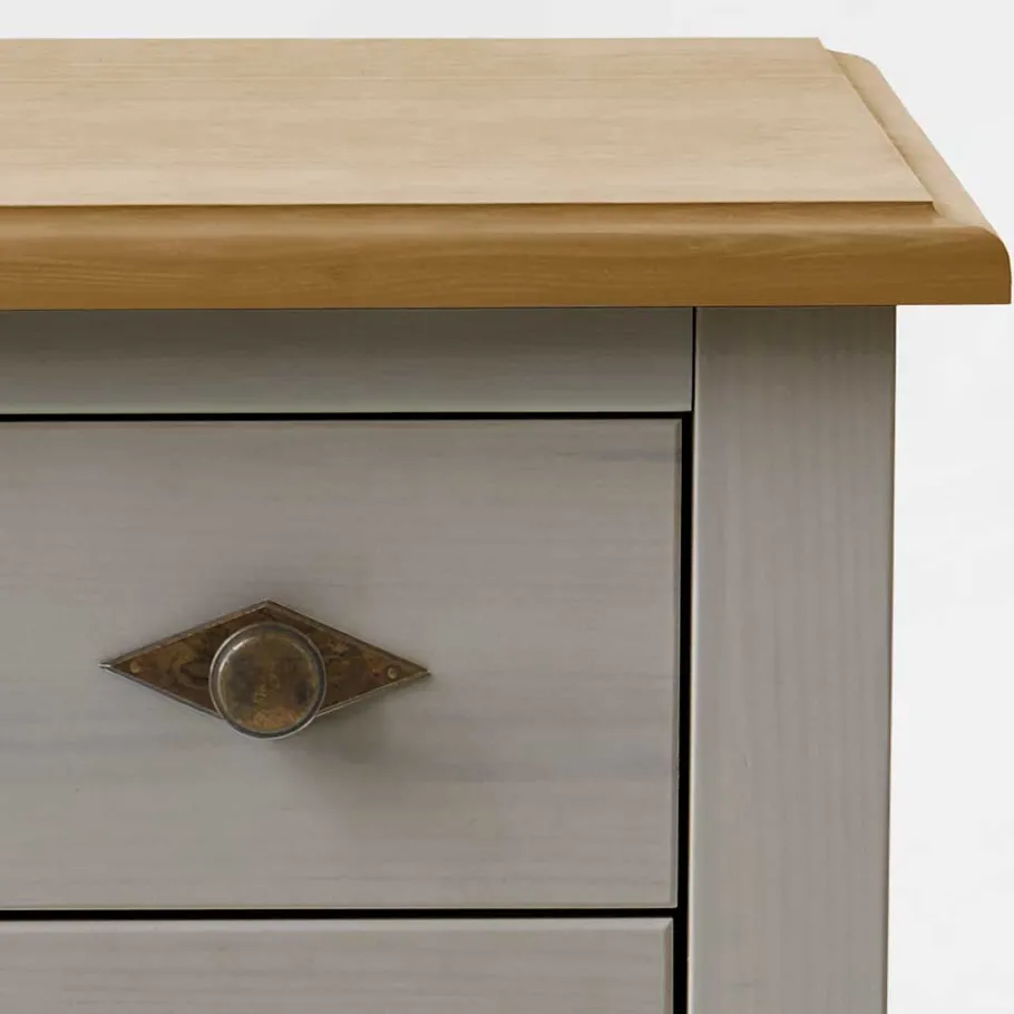 Outlet Wohnen Kiefer Kommode Cempino in Grau