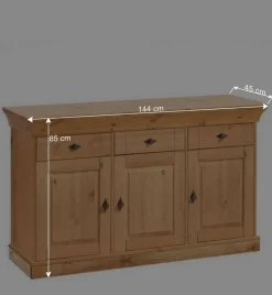New Wohnen Kiefer-Massivholz Sideboard Piatra im Landhausstil