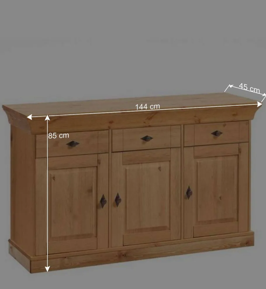 New Wohnen Kiefer-Massivholz Sideboard Piatra im Landhausstil