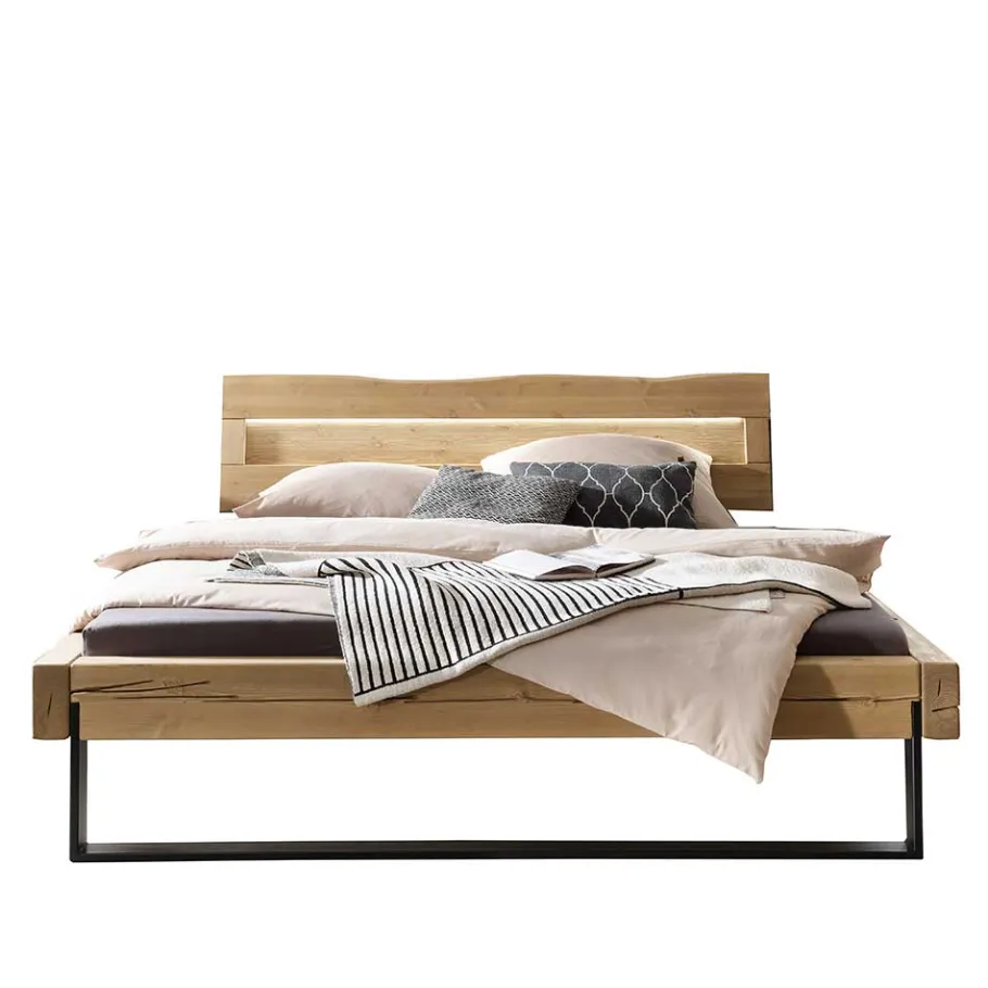 Sale Wohnen Kiefernholz Balkenbett mit LED Licht - Antina