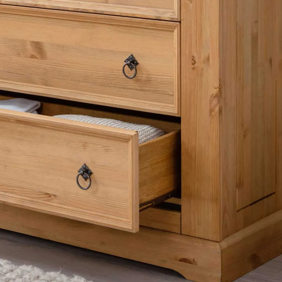 Online Wohnen Kiefernholz Landhaus Kommode mit 42cm Tiefe - Voeca