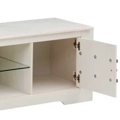Clearance Wohnen Kiefernholz TV Unterschrank in Weiß mit Schwarz - Manduza