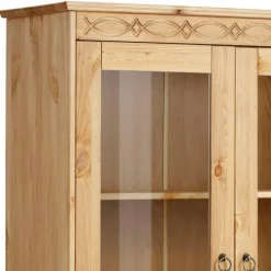 New Wohnen Kiefernholz Vitrine gebeizt und geölt - Goro
