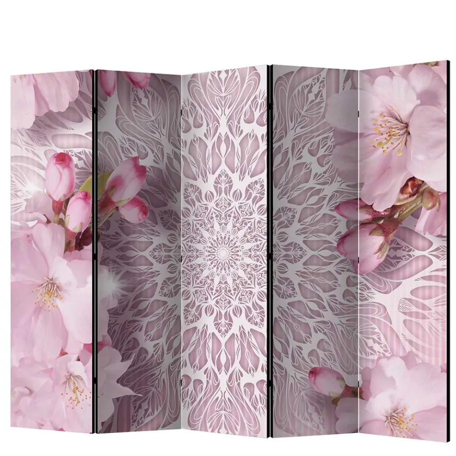New Wohnen Klappbarer Paravent in Rosa & Weiß - Carika
